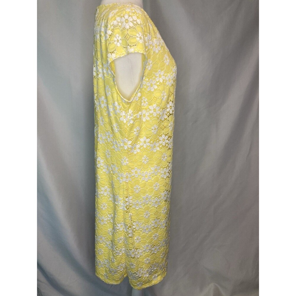 Yellow Floral Lace Dress Womens 16 Sheath Whimsical Kawaii Twee Coquette - Picture 15 of 15